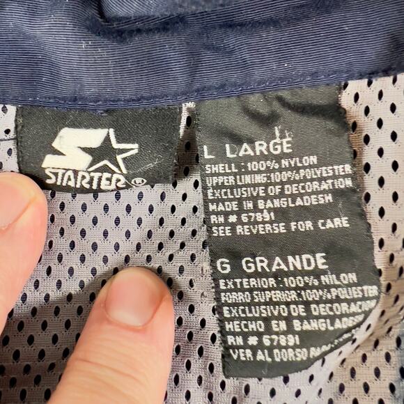 Full Zip Windbreaker Starter Men's L Mesh Lined Vented Jacket Navy Blue Pockets - Picture 2 of 12